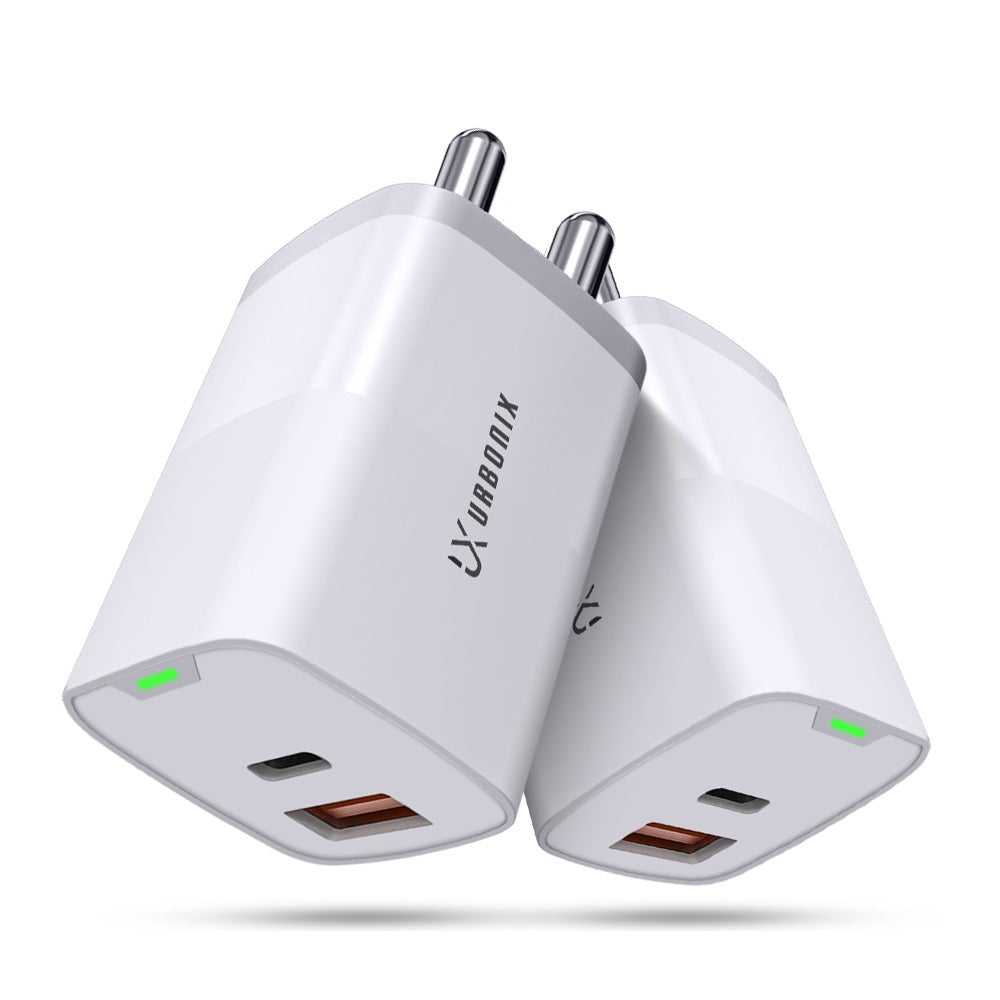 Urbonix 65W Fast Charging Adapter with Dual USB Ports | High Power Delivery & Overcurrent Protection